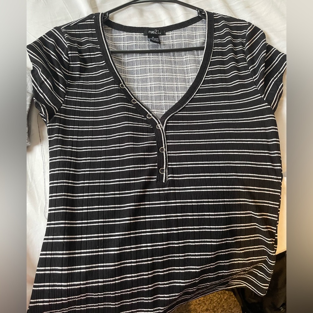 Rue21 black and white striped tee